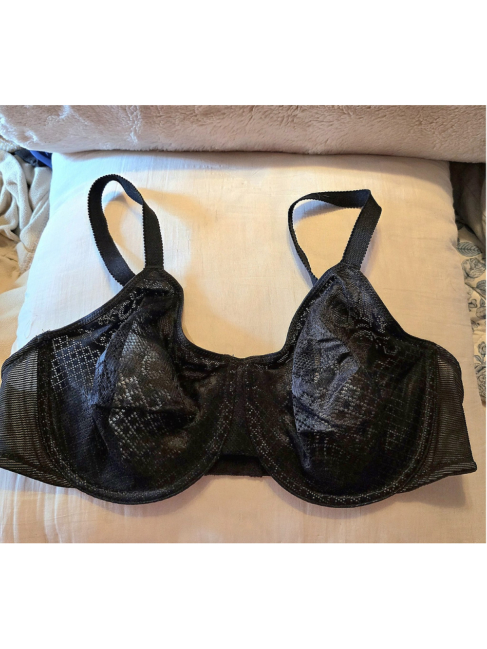 Wacoal Visual Effects Minimizer Bra 40C Black Nude Seamless Lace Comfort
